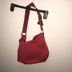 The Sak Red classic crochet purse